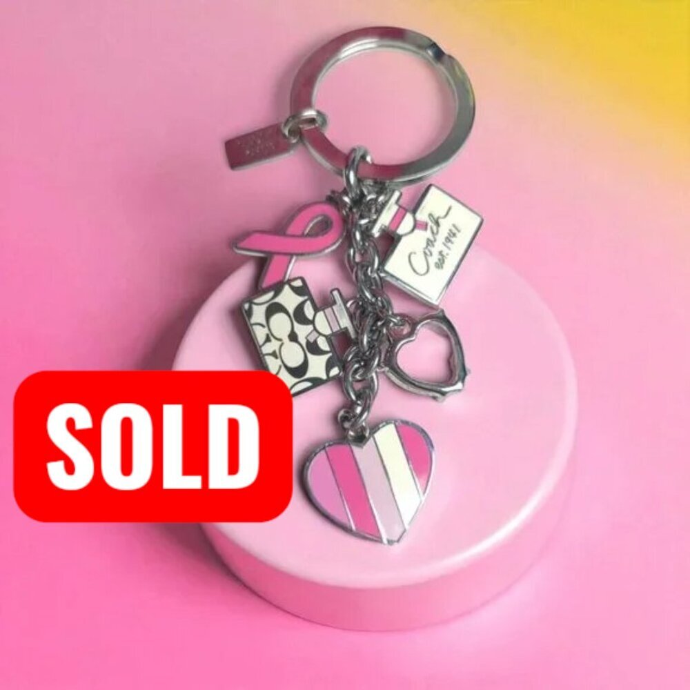 COACH Vintage breast cancer awareness pink charm key chain